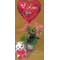 Small pot valentine arrangement + balloon + bear