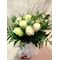 (10) white 60cm roses Extra Quality Dutch with green fillings!!! + Vase + Colored White Water.Super week Offer.