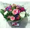 Mixed colored & "rainbow" roses in quality glass.