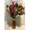 Callas in glass vase with decoration (10) stems