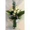 Mixed colored roses in wooden pot. (21) stems.