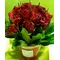 (21) red roses vase + colored sand