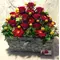 Printed roses (20) stems. "Your Message" In Basket Arrangement with Season Flowers. Exclusive.