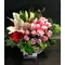 "Grouped" colored flowers in basket. Colored  Spring !!! (35cm basket size)