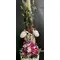 Flower arrangement in quality basket with Easter decoration.(feathers, eggs, pampas grass)! Very Exclusive.