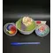 Rose Forever (1  head) Rainbow in China pot. Pastel, Orange or Pink pedal color combination