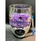 Rose Forever  (2 heads) in glass vase with decorative colored sand.