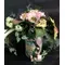 Artificial Flower Arrangement In Glass Cylinder Vase (Height 30cm - Diam.16cm) with decorative colored sand internal layers.