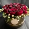 Roses in decorative  20 cm x 20 cm "White or Black  Hatbox". (15) heads. (state your color preference_ *for roses and box_ in the remarks field of the order form)